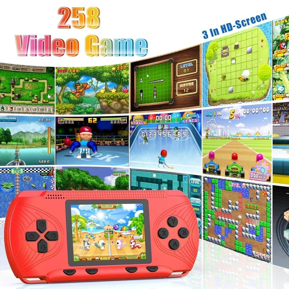 Gamplae Red Handheld Gaming Console with Accessories